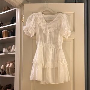 Moon River White Ruffled Mini Dress